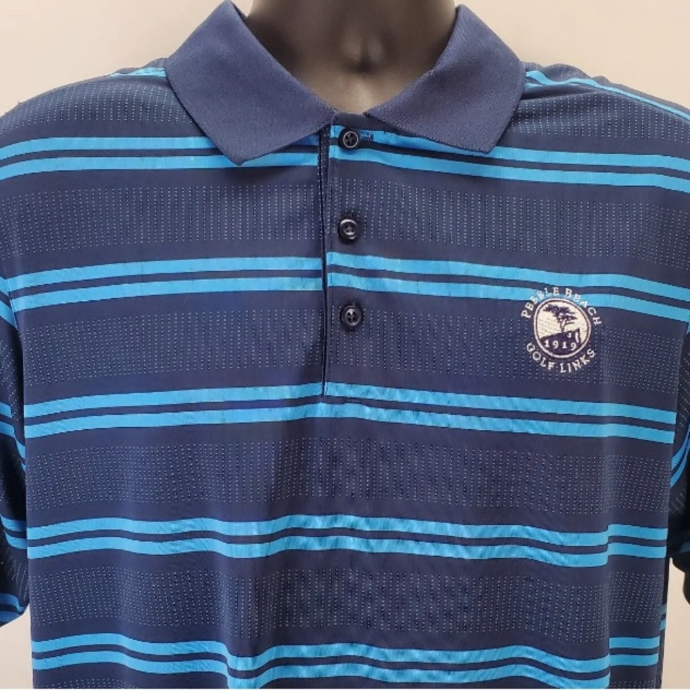 Under Armour Loose Pebble Beach Golf Links Mens Size Large Striped Golf Shirt